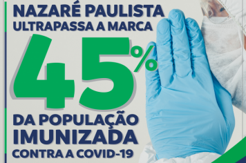 COVID-19: Nazaré Paulista ultrapassa a marca de 45% da população vacinadas com primeira dose