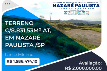 Prefeitura realiza mais 01 leilão de imóveis em Nazaré Paulista, participe!