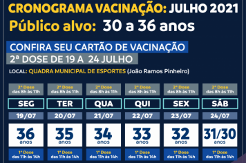 Nazaré Paulista inicia nesta segunda-feira (19) a vacinação contra a covid-19 para pessoas com idade entre 30 a e 36 anos 