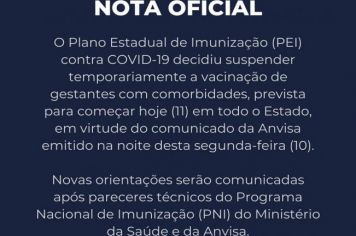 Vacinação de gestantes com comorbidades está suspensa temporariamente