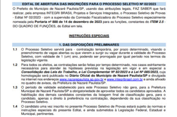 EDITAL DE ABERTURA DAS INSCRIÇÕES PARA O PROCESSO SELETIVO - PS Nº 02/2023