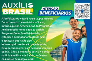 Atenção Beneficiários do Auxilio Brasil em Nazaré Paulista