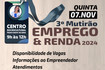 Quinta-feira 07/11 - Confira as vagas disponíveis no 3º Mutirão de Emprego & Renda de Nazaré Paulista 
