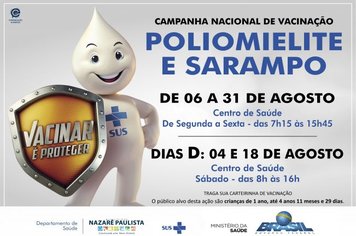 Vem aí, Campanha de Vacinação contra Sarampo e Poliomielite em Nazaré Paulista