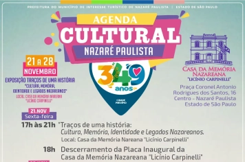 Nazaré Paulista divulga programação cultural especial em comemoração aos 349 anos do município