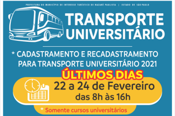 Informativo transporte universitário 2021 (últimos dias!!!)