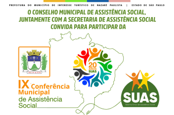 Vem aí a 9ª Conferência Municipal de Assistência Social de Nazaré Paulista!