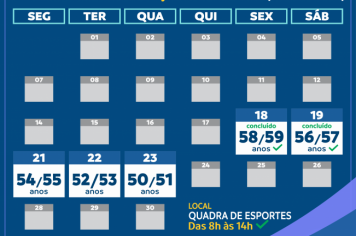 Nesta segunda-feira(21), Nazaré Paulista vai imunizar pessoas entre 54 e 55 anos 