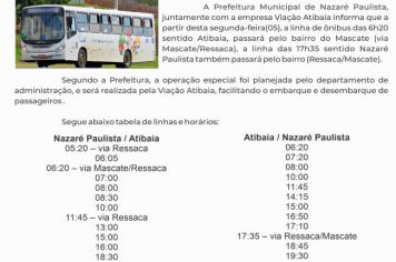 Viação Atibaia começa a operar pelo bairro do Mascate em Nazaré Paulista, a partir desta segunda-feira(05)