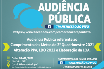 Departamento de Planejamento realizará Audiência Pública nesta terça-feira(28)