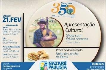 3ª Missa Votiva em comemoração aos 350 anos e Missa Votiva do Divino Espírito Santo celebra cultura e tradição em Nazaré Paulista com apresentação do cantor Edvan Antunes