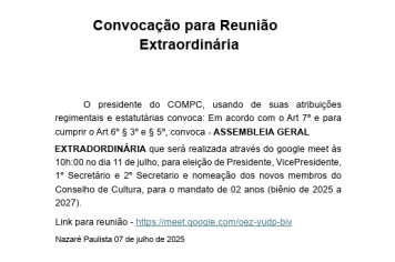 COMPC Convoca Assembleia Geral Extraordinária para Eleição de Nova Diretoria e Nomeação de Membros