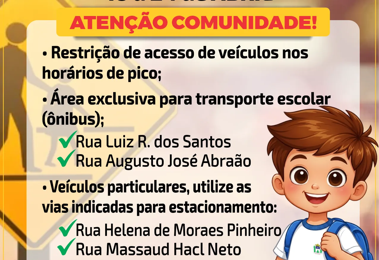 Prefeitura organiza acesso de veículos nos horários escolares para reforçar segurança nas escolas Professor Faustino Penalva e Prefeito Estanislau Gonzaga Pinheiro