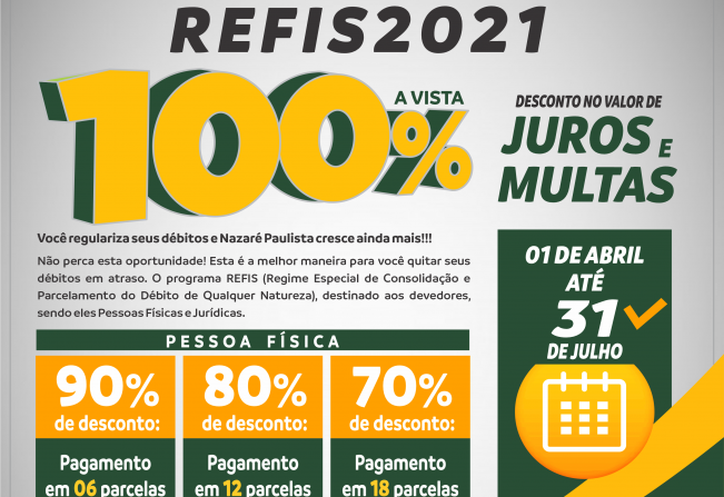 Não perca esta oportunidade! Contribuinte de Nazaré Paulista, aproveite o REFIS e regularize seus débitos com o município 