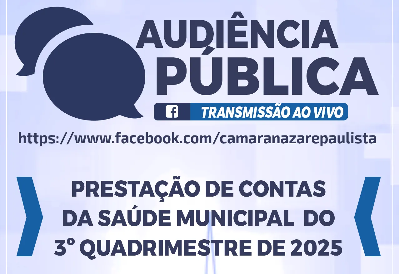 Secretaria de saúde realizará audiência pública na segunda-feira (19/02) na câmara municipal de Nazaré Paulista
