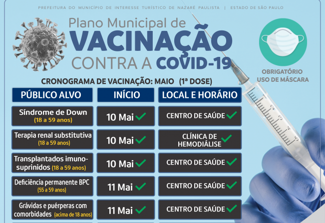 Nazaré Paulista inicia vacinação contra a covid-19 em pessoas com comorbidades