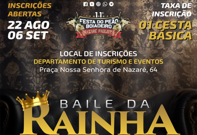 Prefeitura abre inscrições para o baile da rainha da 11ª Festa do Peão Boiadeiro de Nazaré Paulista