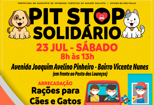 Sábado (23/07), o Fundo Social vai realizar mais um Pit Stop solidário em Nazaré Paulista