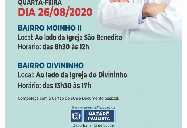 Programa “bairro a bairro” de atendimento à saúde nos bairros Moinho II e Divininho em Nazaré Paulista 