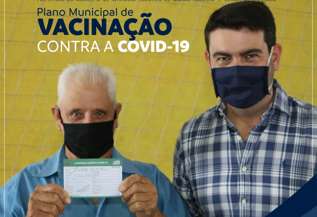 Senhor Bertinho do Divininho é uma das mais de 1,2 mil pessoas que já foram vacinadas contra Covid-19 em Nazaré Paulista! 