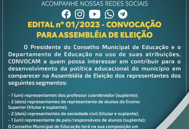 EDITAL nº 01/2023 convocação para assembleia de eleição 