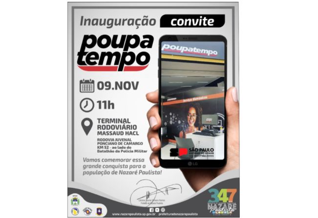 Convite à população: INAUGURAÇÃO DA UNIDADE DO POUPATEMPO