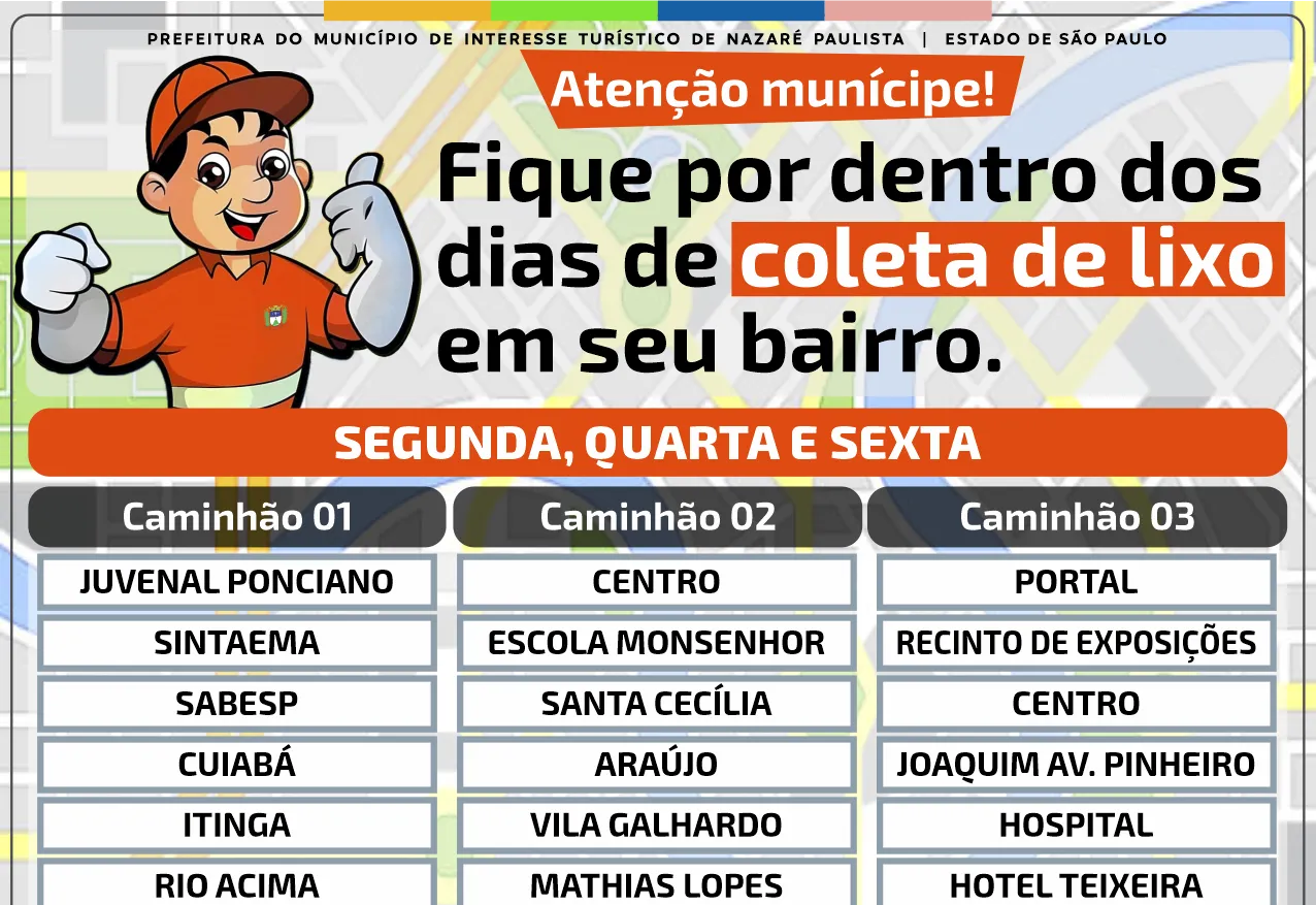 Prefeitura atualiza cronograma da coleta de lixo em Nazaré Paulista