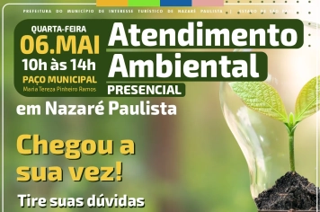 PREFEITURA REALIZARÁ ATENDIMENTO AMBIENTAL PRESENCIAL GRATUITO PARA ORIENTAÇÃO E PROJETOS 