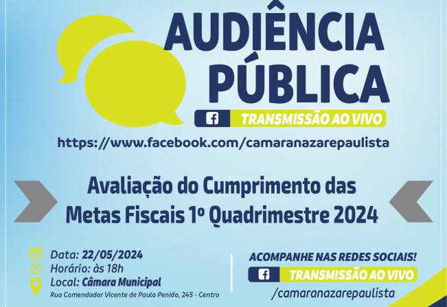 Departamento de Planejamento realizará Audiência Pública na Próxima Quarta-Feira(22)
