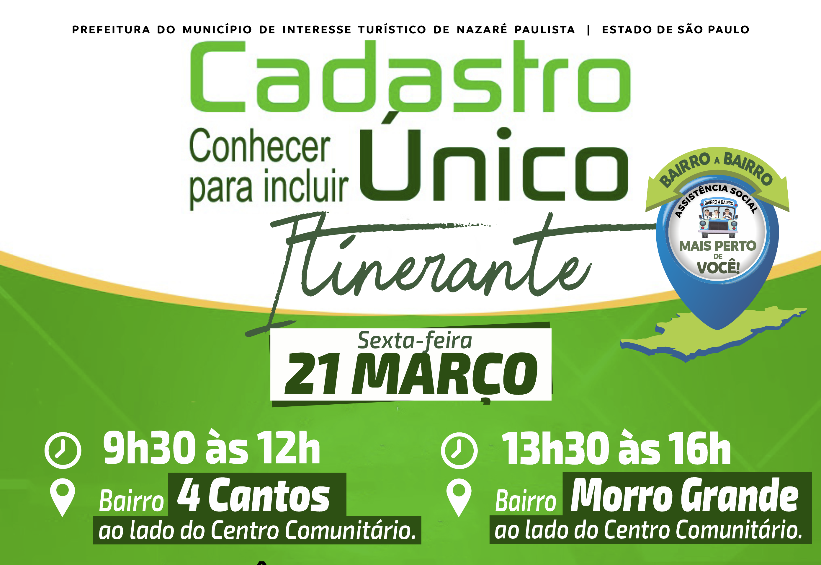 Atenção, moradores dos bairros 4 Cantos e Morro Grande 