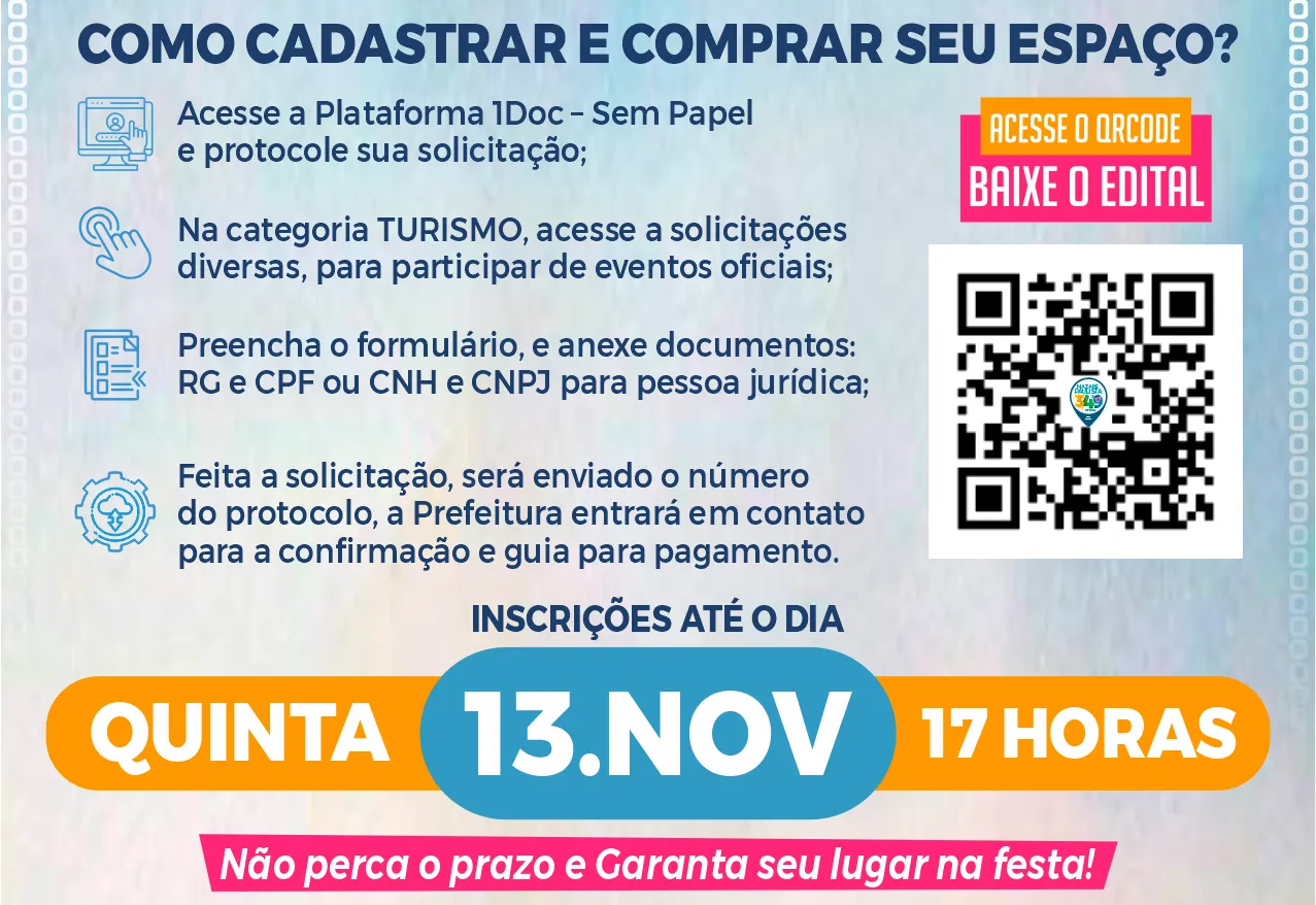 Edital (Venda de Espaços para Barracas) 