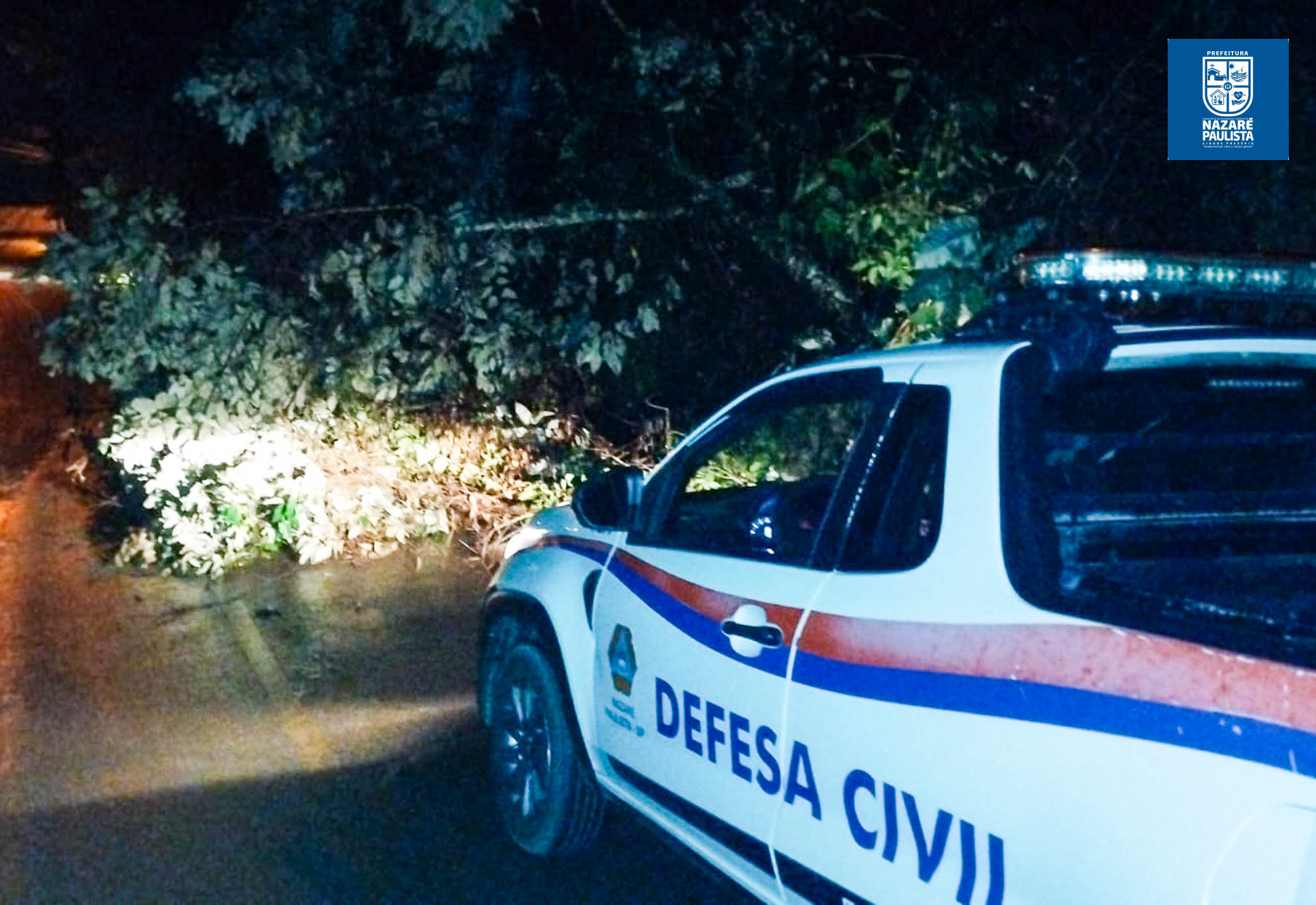  Resposta rápida e eficiente: Defesa Civil desobstrui via após queda de árvore no bairro Zico Cunha em Nazaré Paulista